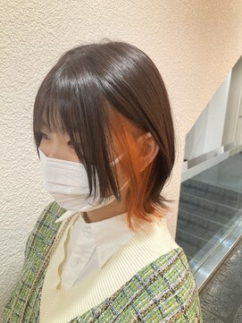 ネオリーブカップ 町田店(Neolive capu) ウルフカット/イヤリングオレンジ