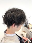 波巻きツイストスパイラルパーマ無造作メンズカット