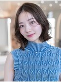 大人かわいい前髪セシルカットココアブラウンフリンジウェーブ