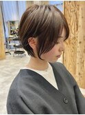 【30代/40代/50代】顔周り長めショート/暗めカラー/透明感カラー