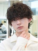 メンズパーマシャドウパーマシースルーマッシュウルフゆるめ