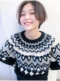 [Gigi代々木店 ハリ]　センターパートの大人可愛いショートボブ