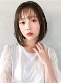 ★黒髪ボブルフ小顔ネビージュくびれワンレンストレートパーマ時