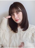 似合わせカット　フルバング　イメチェン　ミディアムレイヤー