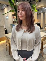 サンク 原宿 表参道(cinq)&nbsp;ブリーチなしダブルカラーピンクベージュミディアムボブ韓国