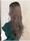 美髪韓国ヘアロング顔周りレイヤーホワイトベージュ_ba546763