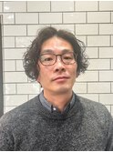 ミディアムパーマ　センターパート