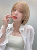 ミニボブ/ハイトーンボブ/ダブルカラー/金髪カラー/2wayバング
