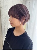 ショートカット/耳掛けショート/ピンクブラウン/ダブルカラー