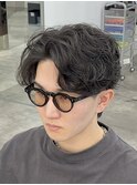 仙台メンズパーマルーズパーマシースルマッシュウルフ毛流れ緩め