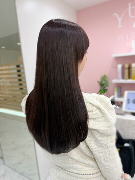 『ブリーチなし』ラベンダーグレージュの艶髪ロングヘア