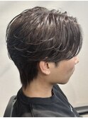 フェザーパーマ/リバースセンターパート/毛流れセンターパート