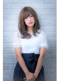 厚めバングクラシカルワンレンボルドーセンターパート斜めバング