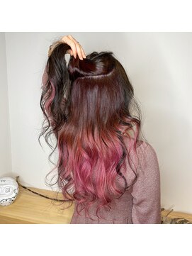 五角髪 実は三色のピンク使ってるんだよー！なインナーカラー