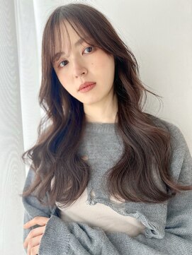 バイオレット 表参道店(Violet) ロングレイヤーカット 前髪パーマ グレージュ 顔周りカット