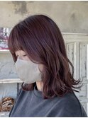 ピンクベージュ丸みショートボブマッシュショートくびれショート