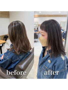 ミラバイケンジ 藤沢(Mira by KENJE) 白髪ぼかしハイライトカラー30代40代50代ブルーグレージュ