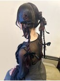 ベロアリボン　タイトアレンジ　カチモリ