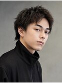 アクティブショートルーズショートフェザーパーマセンターパート