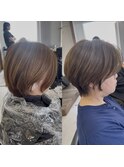 白髪ぼかし脱白髪染め似合わせショートボブ40代50代60代♪