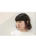 ワイドバング　ポイントカラー　ボブ