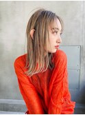mowen ケアブリーチxペールベージュx段カットxセクシーセミディ