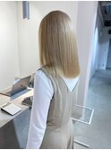 ミルクティーベージュ×切りっぱなしボブ (淡路駅)