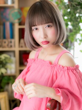カバーヘアアンドスパ ブリス 浦和(COVER HAIR&SPA bliss) ハイトーンカラー前下がり小顔透け感ミニボブh3浦和10代20代30代