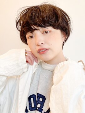 ロンドクロエ 横浜(Lond Chloe) ショート+前髪ウェーブパーマ/ブリーチなしマロンブラウン[横浜]