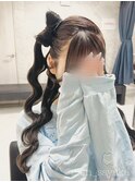 立体リボンハーフアップバージョン/心斎橋ヘアセット