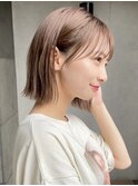 ボブ　ミニボブ　顔周り　小顔　前髪　ベージュ　髪質改善