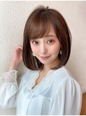 顔周りレイヤーボブ/結べるボブ/ミルクティーブロンド