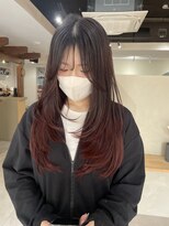 ロアバイチェリーコークウブ(Loa by CHERRY COKE ubu) ロングレイヤーとボルドーカラー