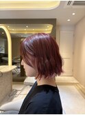 〈キシタクヘアー〉ブリーチ無しカラー・チェリーレッドブラウン