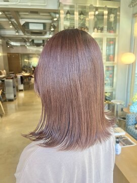 オーガニック リブ 川越(organic+live) 20代30代40代シアーピンク透明感くびれボブ外ハネ乾かすだけ