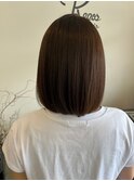 20代30代大人可愛い髪質改善グレージュストレートボブ透明感
