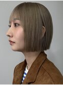 ボブ/ミニボブ/切りっぱなしボブ/ワンレン/ベージュ/ミルクティ