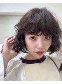 ニュアンスパーマ/くせ毛風パーマ/ミニバング/暗髮