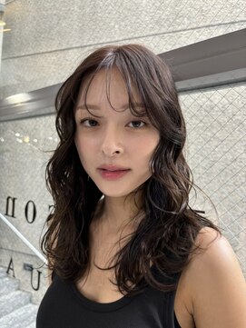 メゾンアクア 表参道(Maison ACQUA) +小顔ミディアムパーマミディアムデジタルパーマボブパーマ黒髪