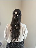 ハーフアップ　ロング　あみおろし