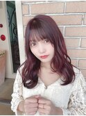【salon de MiLK 原宿】ミディアムウェーブ×レッドラベンダー