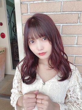 サロンドミルク 原宿(salon de MiLK) 【salon de MiLK 原宿】ミディアムウェーブ×レッドラベンダー