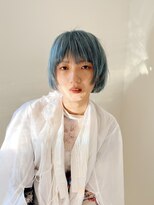 テトヘアー(teto hair) 水色　ブルー　ダブルカラー