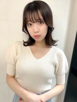 ミディアムヨシンモリ/20代30代40代/シースルーバンググレージュ