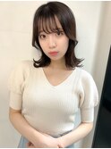 ミディアムヨシンモリ/20代30代40代/シースルーバンググレージュ