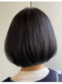 ボブヘア グレーベージュ デザイン前髪パーマ