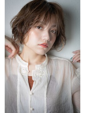 カバーヘア ブリス 川口(COVER HAIR bliss) ミルクティーアッシュ伸ばしかけショートボブv川口20代30代40代