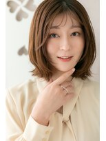 カバーヘア ブリス 上尾西口店(COVER HAIR bliss)&nbsp;ミルクティーカラー切りっぱなしくびれボブウルフZ上尾30代40代