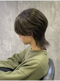 オリーブグレージュ/透明感カラー/ウルフセンターパート