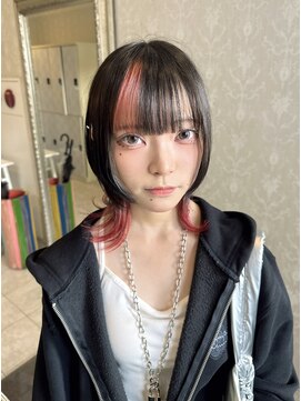 ヘアスタジオ アルス 御池店(hair Studio A.R.S) デザインカラーレッドミディアムウルフカット10代20代